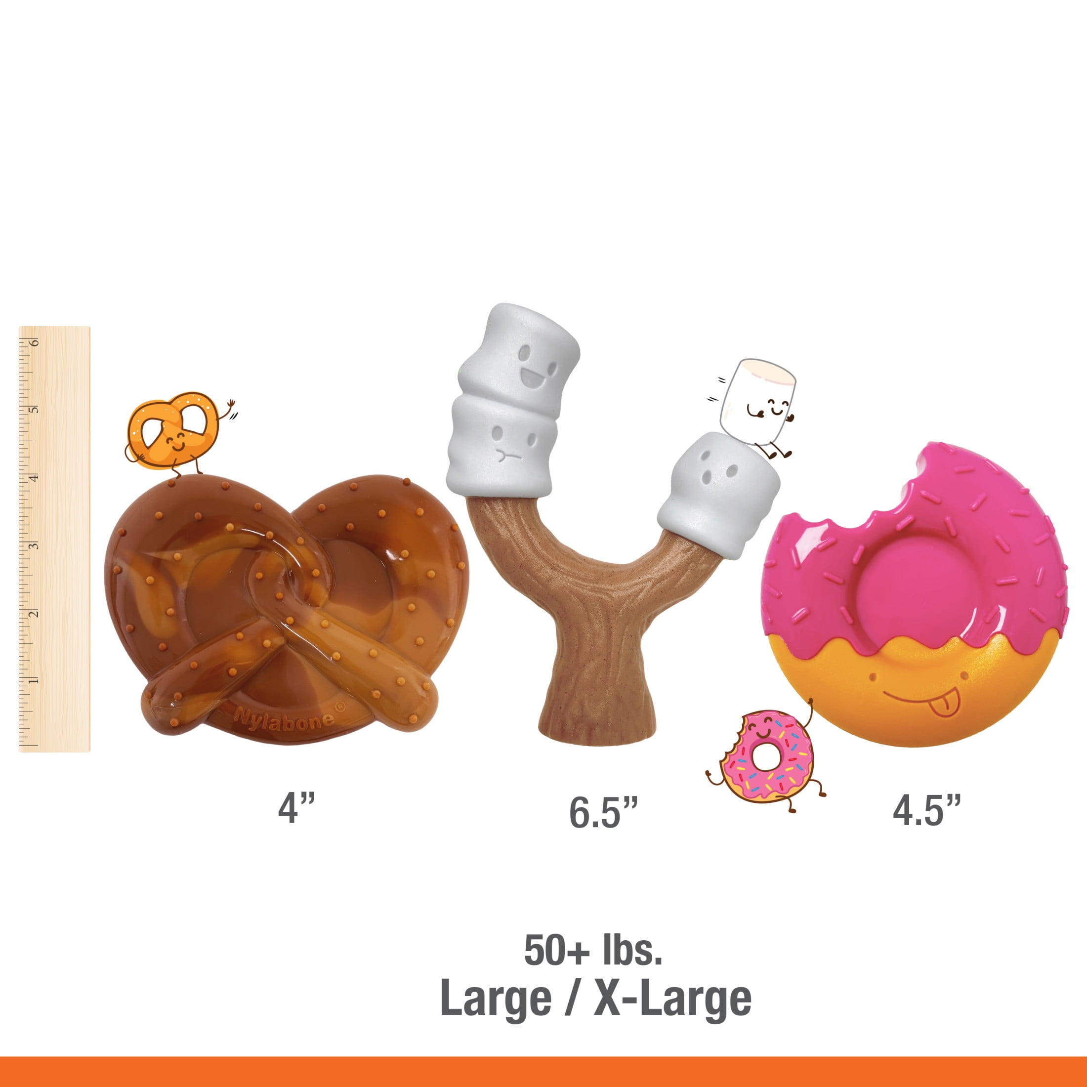 Nylabone Power Chew Donut, Stick, & Pretzel Dog Toys, Dog Chew Toys, Large, 3 Pack