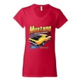 thumbnail image 2 of Wild Bobby Ford Yellow Mustang Horsepower Cars and Trucks Women Standard V-Neck Tee, Red, Large, 2 of 6