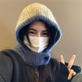 thumbnail image 5 of Outdoor Ski Fashion Ear Protection Pilling Resistant Windproof Autumn Headgear Bib Hat Earflaps Scarf Hat Knitted Hat Bomber Cap Beanie B, 5 of 8