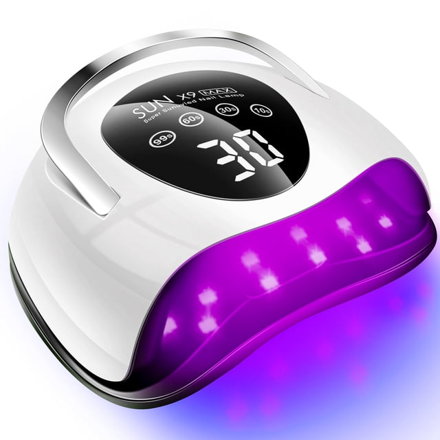 Lámpara de uñas LED UV de 220 W, luz UV para esmalte de uñas en gel con 57 cuentas de lámpara, 4 ajustes de temporizador y pantalla táctil LCD, sensor automático, luz de uñas profesional Lámpara de uñ