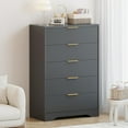 thumbnail image 6 of Ataucjin 5 Drawer Fluted Dresser,47" Tall Modern Chest of Drawers with Gold Metal Handles,Dresser for Closet, Bedroom,Living Room, Hallway, Entryway, 6 of 7