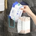 thumbnail image 2 of Duals Compartment Plastic Tissue Box Holder Wall Mounted Bathroom Organizer Rustproof Wet Wipes Dispenser With Strong Adhesive, 2 of 15