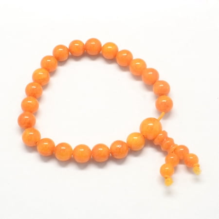 1Pc Yellow Jade Beaded Bracelets Stone Beaded String Elastic Bracelet Jewelry Gifts Adjustable Handmade for Women Men Dainty Chain Rope Link Paperclip
