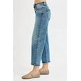 thumbnail image 5 of Womens Plus Size High Rise Cropped Boyfriend Jeans with Relaxed Fit and Stretch Denim Medium Blue Wash Casual Wear, 5 of 7