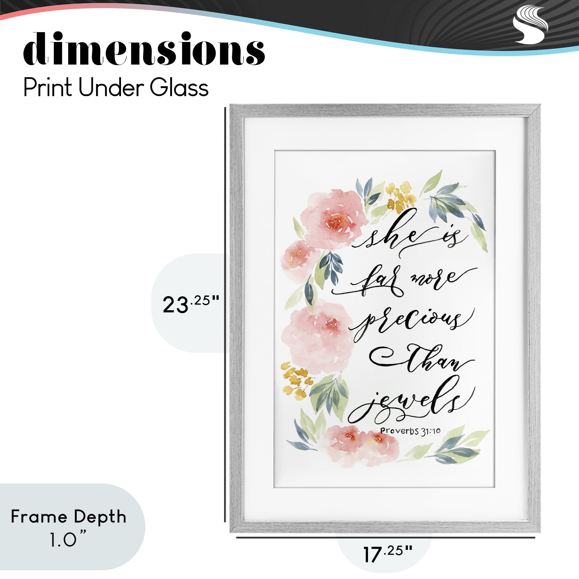 Stupell Industries Far More Precious Than Jewels Gray Framed Print Under Glass, design by Lucille Price