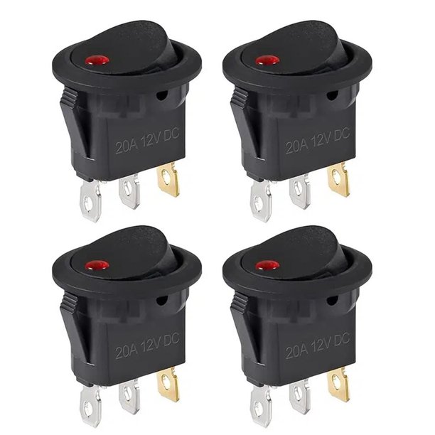 Interruptor Inteligente Interruptor 12 V balancín iluminado impermeable DC 20 A para barco coche rojo 4 piezas Likrtyny Para estrenar