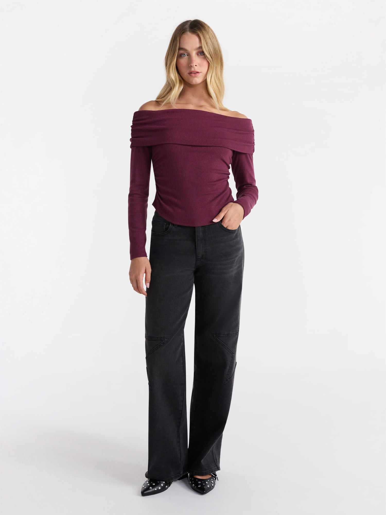 No Boundaries Off The Shoulder Top with Long Sleeves, Women’s