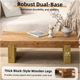 thumbnail image 4 of JERFIT 47.6 Inch Farmhouse Coffee Table Solid Wood, Rectangular Rustic Cocktail Table with Double Base for Living Room, Natural Wood Finish, 4 of 8