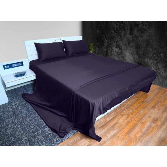 Cloud Fino 100% Cotton Sheet Set- 4 Piece Sheet Set- 600 Thread count- Flat Sheet, Fitted Sheet ups to 15" Deep pocket and 2 pillowcases- Super Soft Hotel Luxury Sheets Set(Purple,Full)