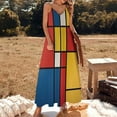 thumbnail image 3 of Mondrian Inspired Sleeveless Dress Loose Women's Dress Dresses Luxury Evening Dresses, 3 of 9