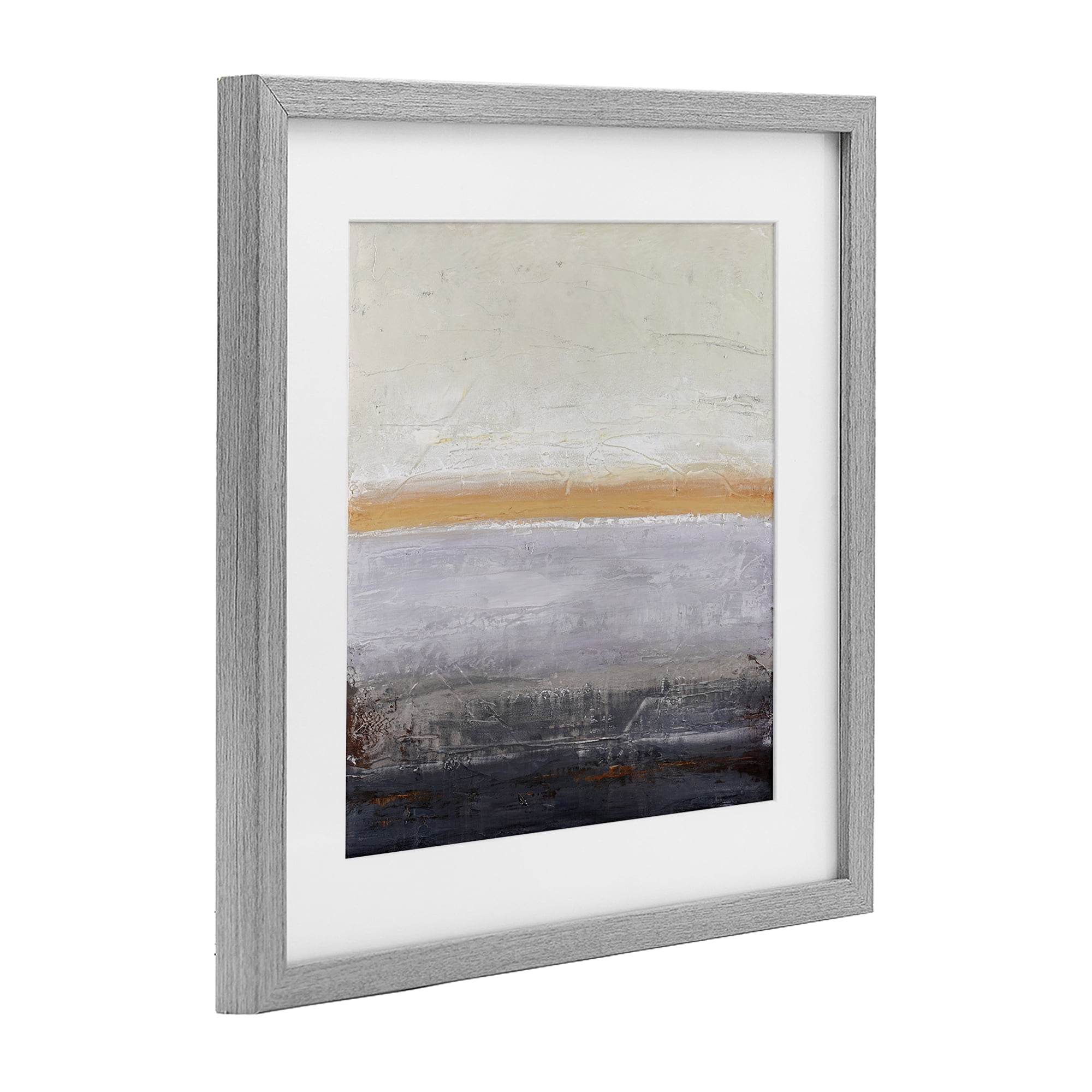 Warm Peachy Horizon Gray Framed Print Under Glass, design by Design Fabrikken