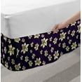 thumbnail image 2 of Floral Bed Skirt, Repeating Cartoonish Design Daffodil Flowers Botanical Art, Elastic Bedskirt Dust Ruffle Wrap Around for Bedding Decor, 4 Sizes, Dark Purple Cream, by Ambesonne, 2 of 2