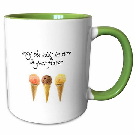 3dRose may the odds be ever in your flavor, picture of ice cream cones - Two Tone Green Mug,