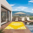thumbnail image 3 of Baroque Yellow Outdoor Rug for Patio/Deck/Porch, Non-Slip Large Area Rug 3 x 5 Ft, Vintage Damask Classic Floral Indoor Outdoor Rugs Washable Area Rugs, Reversible Camping Rug Carpet Runner, 3 of 8