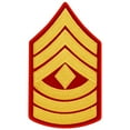thumbnail image 2 of United States Marine Corps USMC Chevron Gold Embroidered on Red 1st Sergeant Sew On, 2 of 6