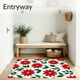 thumbnail image 3 of ODIKA 6'x9' Machine Washable Non-Slip Area Rug, Elegant Poinsettia Blossom Seasonal Accent For Entryway High Traffic Rug, Red, 614799, 3 of 7