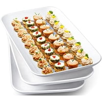 Large Serving Platter Set 14 inch Widened Large Serving Tray, White Rectangular Plates, Serving Platters for Entertaining, Serving Trays for Party, Oven Safe Dinnerware, Set of 3$$