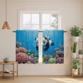 thumbnail image 2 of Funny Diving Panda Kitchen Curtains 54 Inch Length, Ocean Sea Coastal Coral Fish Marine Life Tiers Curtains for Bathroom Bedroom Cafe, Light Filtering Small Window Treatment Drapes 2 Panels 42"Wx54"L, 2 of 8