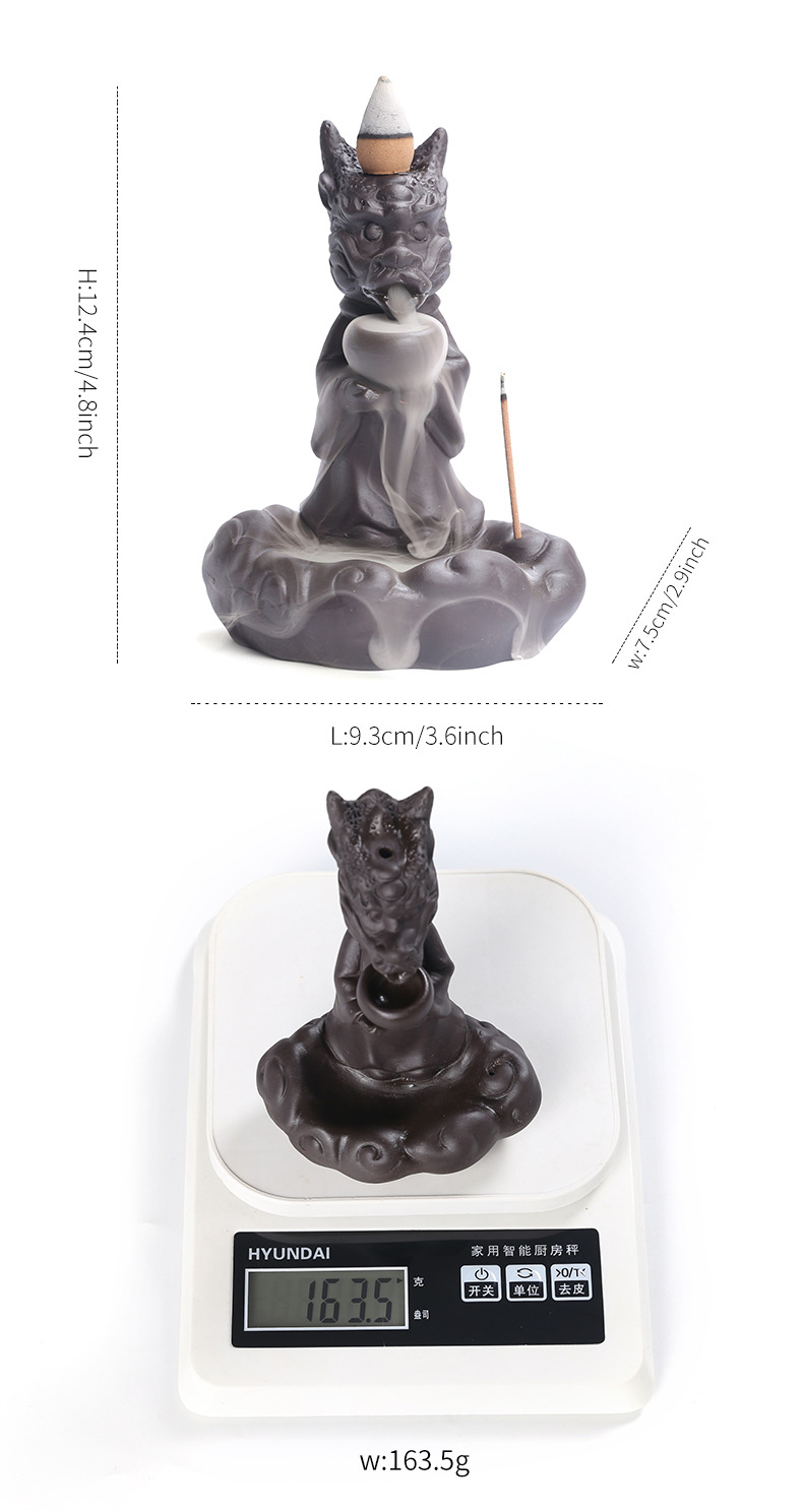 Dragon King Backflow Incense Burner Ceramic Incense Holder Home Decor Aromatherapy Relaxation Gifts for Home Office