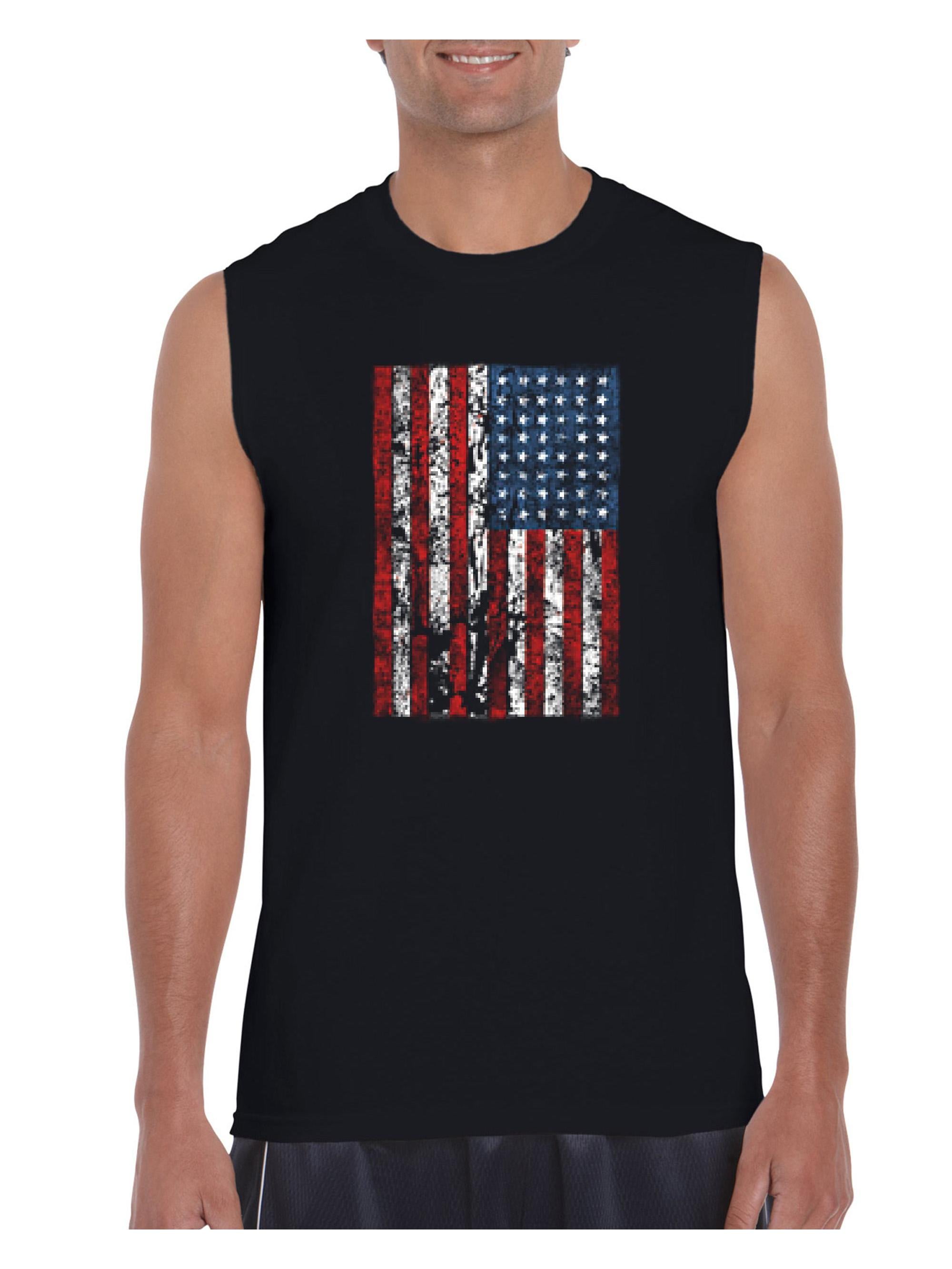 Men's Graphic T-Shirt Sleeveless - American Flag 4th of July - Walmart.com