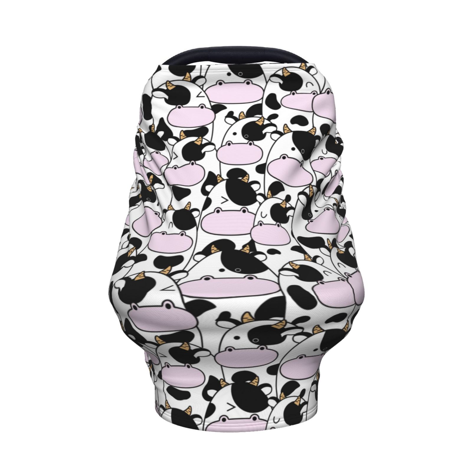 Fotbe Cute Animal with Cow Pattern Car Seat Covers for Babies, Nursing Breastfeeding Cover Infant Carseat Canopy, Soft Stretchy Carrier Cover