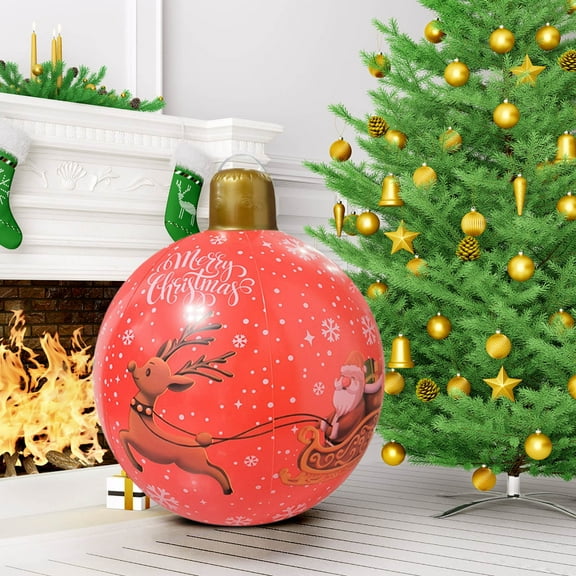 Fwttom 19.6 inch Large Inflatable Christmas Balls - Inflatable Christmas Decorations Outdoor Xmas Blow Ups Ornaments for Outside Holiday Yard Lawn Porch Decor