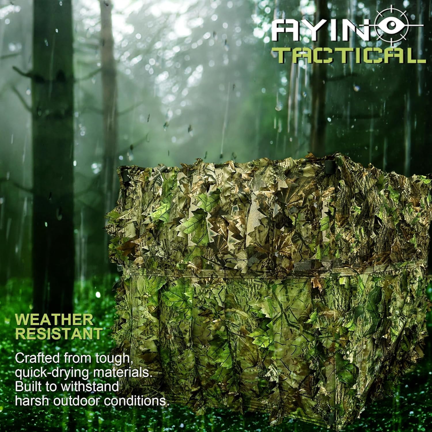 AYIN 3D Leaf Hunting Ground Blind, Portable 3-Panel Stalking Wall