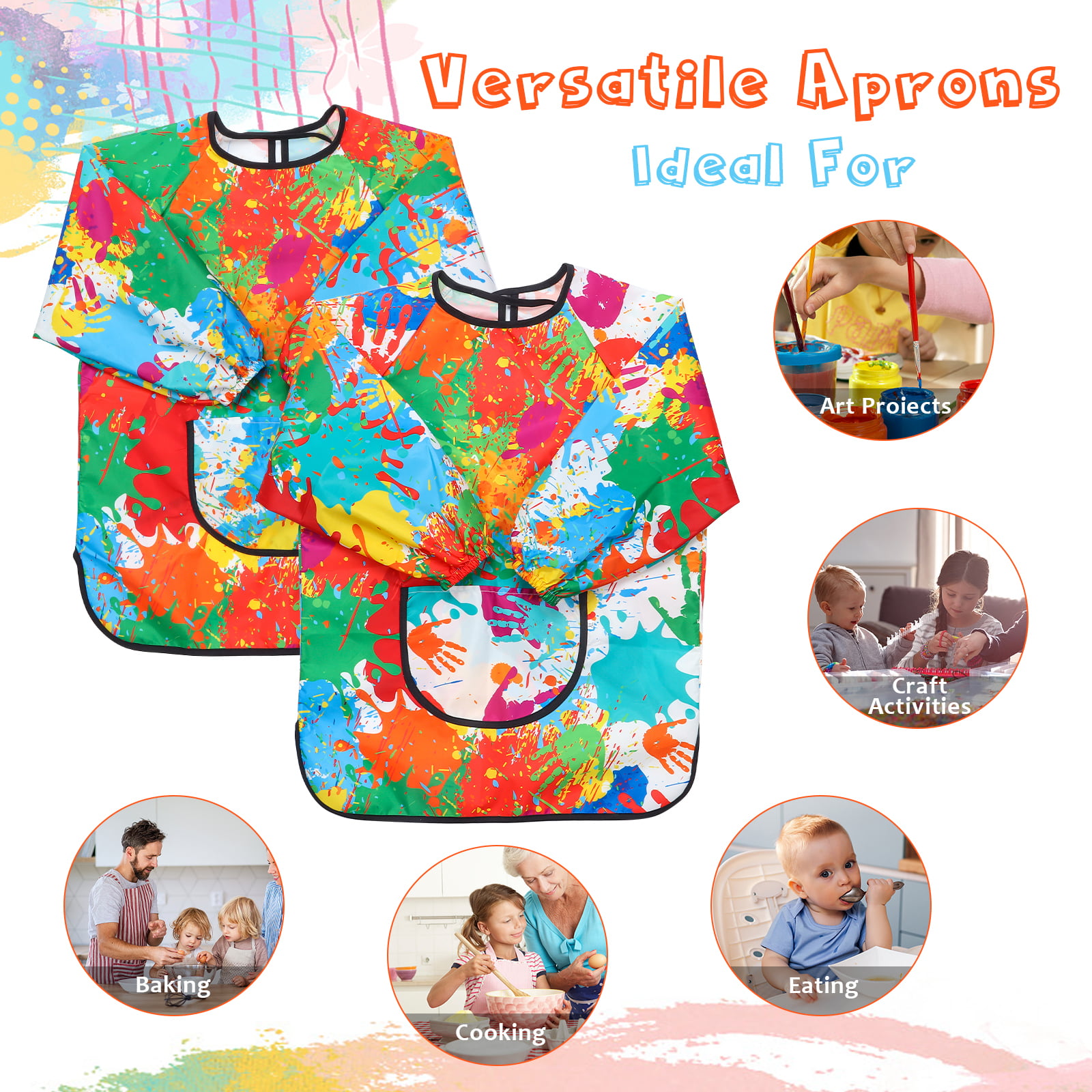 Buy LOKIPA Waterproof Paint Apron for Kids, Children Art Smock Long Sleeve  with 3 Roomy Pockets Online at desertcartKUWAIT