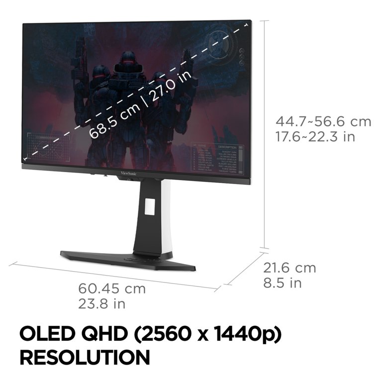 ViewSonic XG272-2K-OLED 27 Inch 1440p 240Hz White Gaming Ergonomic