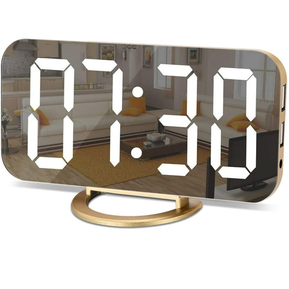 Despertador digital SZELAM LED de escritorio con espejo y cargador USB