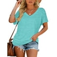 thumbnail image 3 of Women's V Neck Oversized T-Shirts Summer Short Sleeve Shirts Loose Casual Tops Tee, 3 of 5
