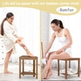thumbnail image 3 of Banco de ducha Bamfan, taburete impermeable de bambú con estante, 3 of 8