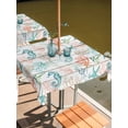 thumbnail image 2 of Outdoor Tablecloths with Umbrella Hole & Zipper, Teal Red Seahorse Coastal 60x60 Inch Square Tablecloths, Vintage Nautical Beach Coral Starfish Waterproof Table Cloth, Patio/Pool/Picnic Table Covers, 2 of 8