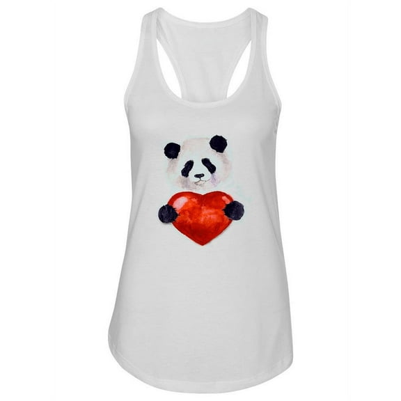 Watercolor Panda With Heart Tank Women -Image by Shutterstock, Female Small