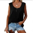 thumbnail image 2 of Timegard Womens Tank Tops Scoop Neck Button Sleeveless Summer Casual Loose Blouses Shirts Top with Pocket, 2 of 6