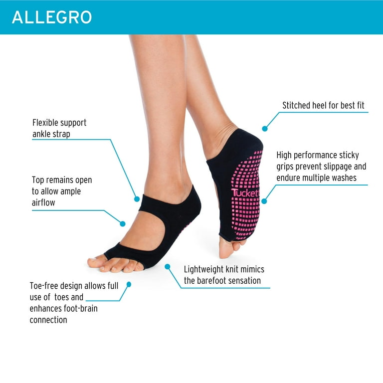 Non Slip Women Yoga Shoes Pilates Grip Socks, Toeless Flexible,  Comfortable, Sweat-Absorbing 