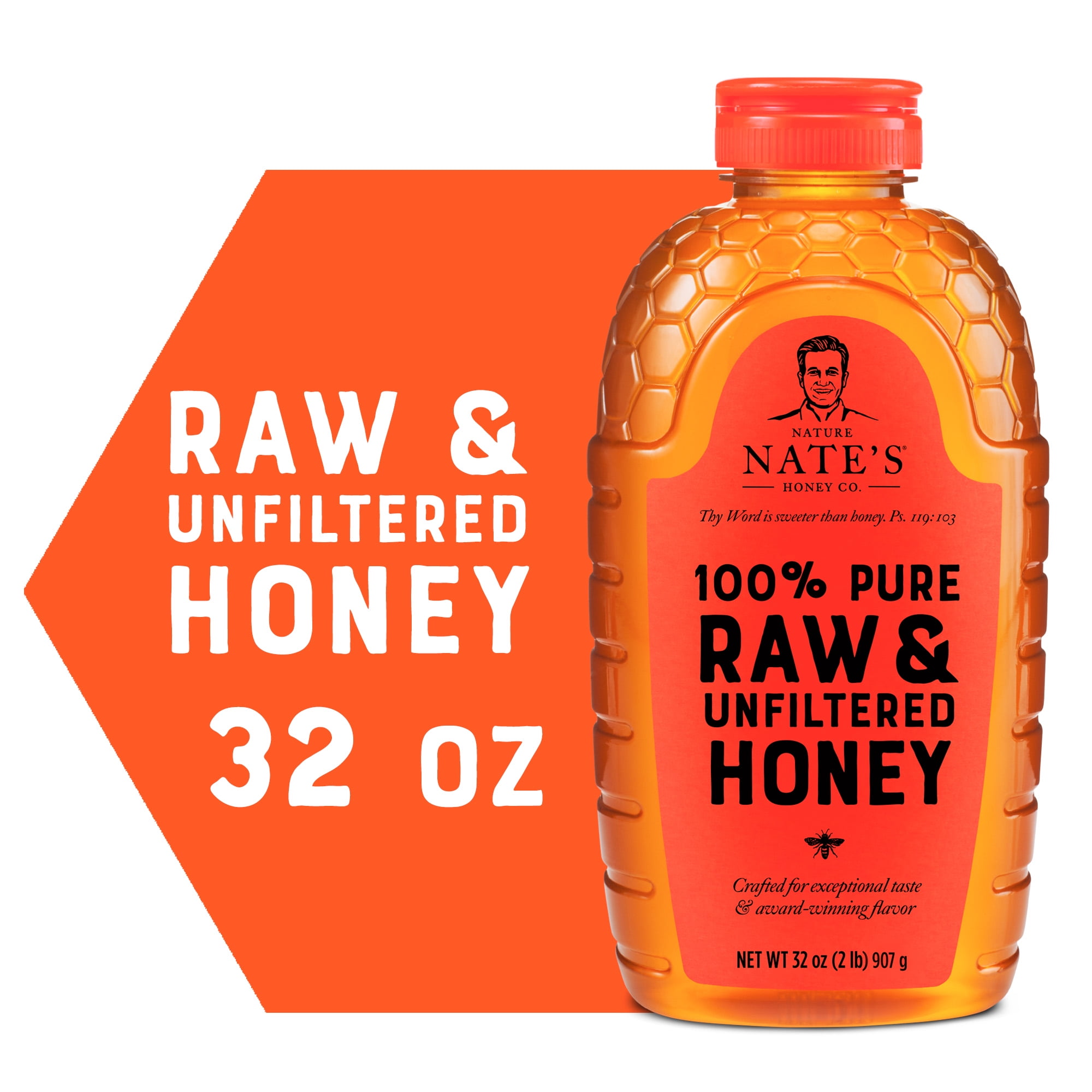 Nature Nate's Honey: 100% Pure, Raw and Unfiltered Honey - 32 fl oz
