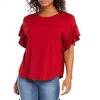 Karen Kane Women's Ruffle Sleeve Top Red Size Large