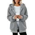 thumbnail image 4 of Rohuuque Women's Zip Up Hoodies Quilted Fleece Hooded Jacket Long Sleeve Sherpa Lined Sweatshirt Fall Winter Coat with Pockets Gray, 4 of 7
