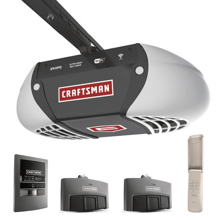 Craftsman Smart Garage Door Opener 3/4 HP Belt Drive Ultra -Quiet Wi-Fi ...