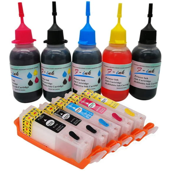 F-INK Refillable Ink Cartridge and 5x50ml Ink Refill Kits Compatible for Canon PGI-270XL CLI-271XL,Work with PIXMA