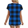 thumbnail image 3 of Cilsoka Women's V Neck T Shirts Short Sleeve Plaid Basic Tees Trendy Summer Going Out Tops Comfy Casual Fashion Clothes, 3 of 5