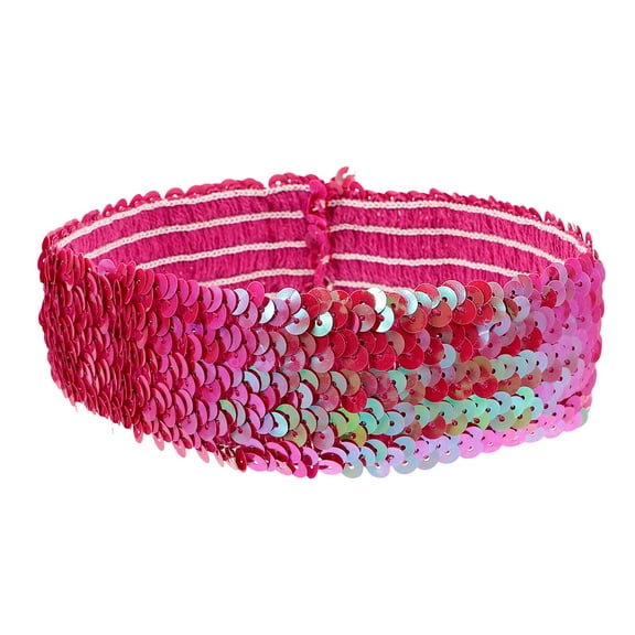 BESTOYARD 1Pc Glitter Rosy Elastic Headband Hairband for Sport and Festivals