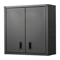 KFFKFF Metal Wall Cabinet, 30W x 12.2D x 30H Inch, Steel Hanging Storage Unit with Lockable Doors and Adjustable Shelf for Garage, Basement, Kitchen, Warehouse, Assembly Required, Black