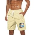 thumbnail image 2 of VgaVtl Shorts Men Summer Sports Big Mens Shorts Hawaii Drawstring Casual Graphic Regular Shorts,Beige 3XL, 2 of 5
