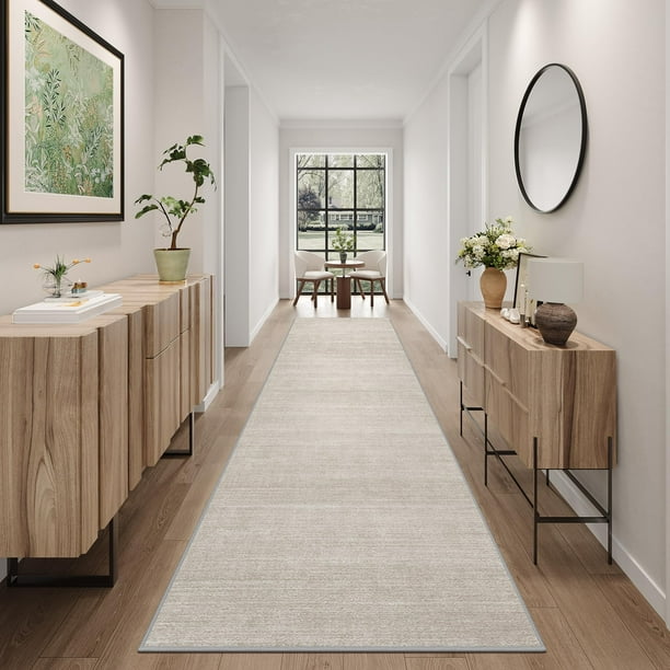 Alfombra Runner Art&Tuft, antideslizante, 60 x 300 cm, lavable, color beige