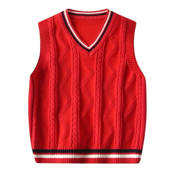 URMAGIC Toddler Boys Solid Color V Neck Sweater Vest Baby Sleeveless Pullover Knitted Waistcoat
