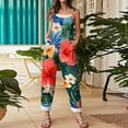 thumbnail image 5 of Iaqnaocc Hawaiian Tropic Womens Jumpsuit Plus Size Sleeveless Floral Print Jumpsuits Overalls Boho Vacation Rompers for Women Summer Loose Fit Spaghetti Strap Overalls for Women Light Blue XL, 5 of 6
