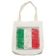 thumbnail image 1 of Italy Tote Bag, Grunge Pattern Brushstroke Painted Image of Italian Tricolor Flag, Cloth Linen Reusable Bag for Shopping Books Beach and More, 16.5" X 14", Cream, by Ambesonne, 1 of 2