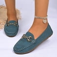 thumbnail image 5 of Women's Loafers Wide Width, French Style Suede Metal Chain Flats for Women, Soft Sole Slip-On Casual Shoes, Brown/Teal/Red/Multi-Color, 5 of 8